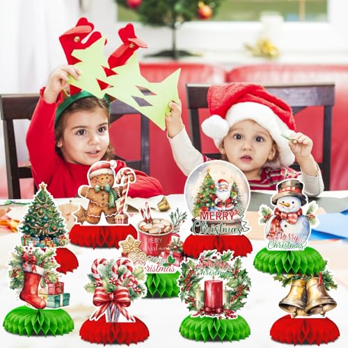 Christmas Honeycomb Centerpieces with Santa Claus for Holiday Table Decor