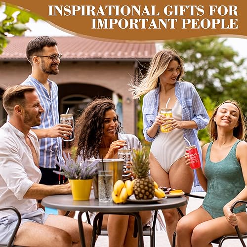 Employee Appreciation Gift Set - 12 Glass Cups with Bamboo Lids & Straws, 16oz, Christmas & Religious Gifts