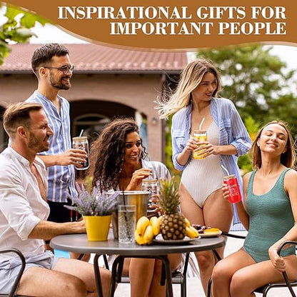 Employee Appreciation Gift Set - 12 Glass Cups with Bamboo Lids & Straws, 16oz, Christmas & Religious Gifts