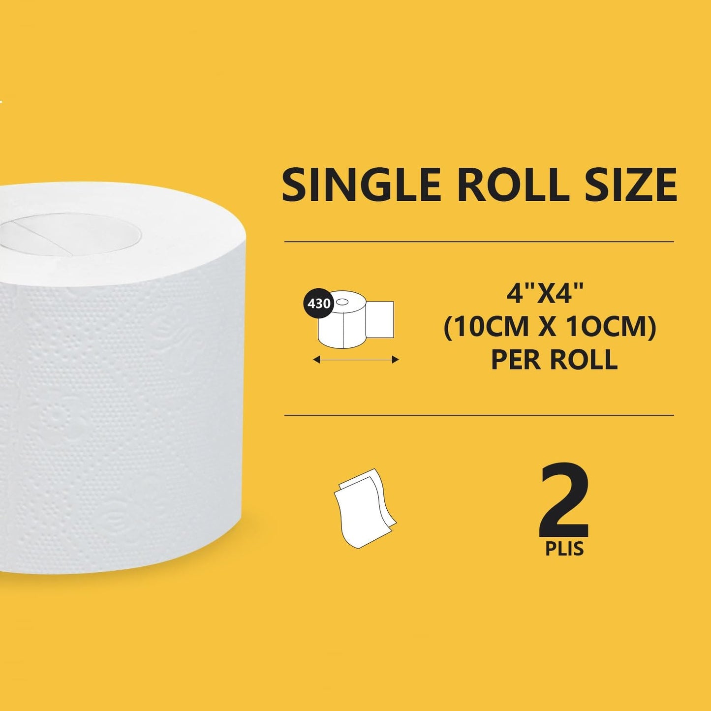 Premium Toilet Paper 12 Rolls, 430 Sheets per Roll, 2-Ply, 4x4 Inch Sheet Size Paper Towels- Highly Absorbent, Strong & Soft for Bathroom Kitchen Livingroom