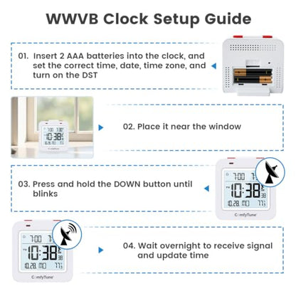 Digital Atomic Alarm Clock with Backlight & Temperature, Battery Operated Bedroom Clock