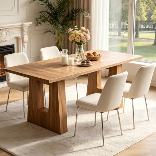 Garvee 63-Inch Modern Dining Table - Light Brown, Seats 4-6