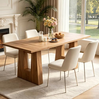 Garvee 63-Inch Modern Dining Table - Light Brown, Seats 4-6