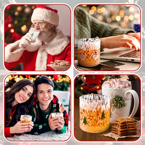 Mimorou Christmas Icon Glasses Set - 14 Oz Xmas Tree & Snowman, Green & White