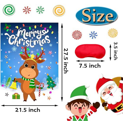 Christmas Pin The Nose On Reindeer Kids Party Game with 24 Reindeer Nose Stickers