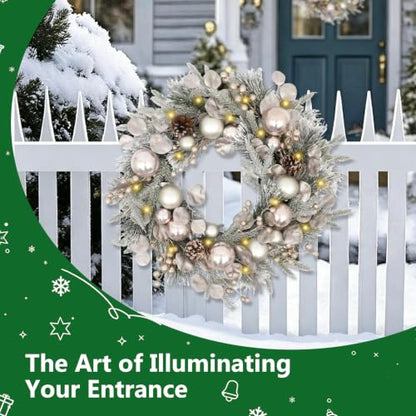 24 Inch Silver Ball Christmas Wreath - Artificial Holiday Door Decor