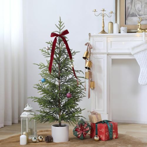 2-Pack Artificial Norfolk Pine Trees - 4FT Potted Christmas Decor for Front Door