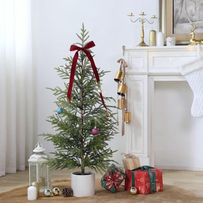 2-Pack Artificial Norfolk Pine Trees - 4FT Potted Christmas Decor for Front Door