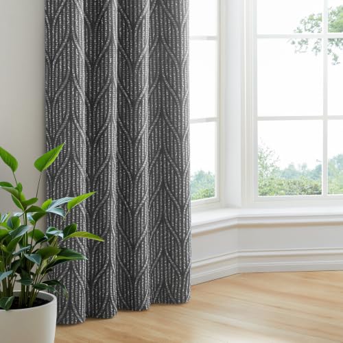 Dark Grey & White Full Blackout Curtains 52x84 Inches, 2 Panels - Geometric Room Darkening Drapes (Variation of THIS listing)