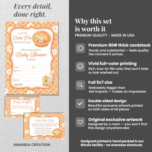 Autumn Cutie Pie Baby Shower Invitations Bundle - Fall Theme, 20 Sets