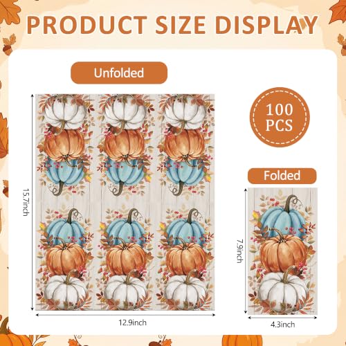 Disposable Fall Pumpkin Paper Napkins 100pcs for Thanksgiving & Parties