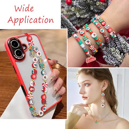 Christmas Polymer Clay Beads Bracelet Making Kit with Gold Beads - 2 Models Included