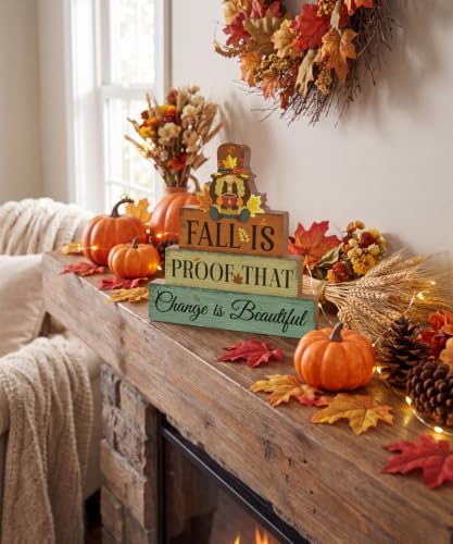 Putuo Decor Fall Gnome Table Decor - Orange Sage Beige, Seasonal Mantel Accent
