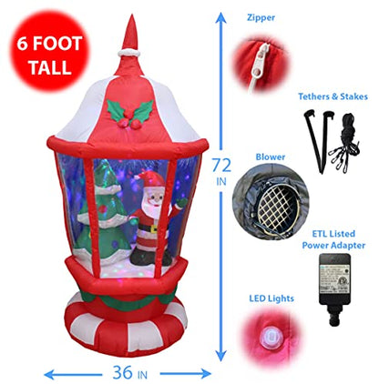 Christmas Inflatable Decorations Bundle with Lighted Santa Lantern & Santa on Fishing Boat