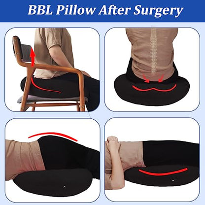 coceyese BBL Pillow After Surgery for Butt Sleeping, Brazilian Butt Lift Pillow Post Surgery Recovery for Sitting Sleeping Driving Donut Pillow for Woman Lumbar Back Cushion Seat Foam (Black Dot)