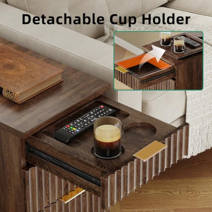 13'' W Fluted Narrow End Table with 3 Drawers - Dark Walnut (Variation of THIS listing)