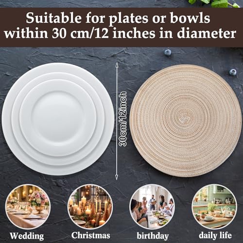 Beige 48 Pcs 13-Inch Woven Round Placemats for Dining Table, Boho Decor Set