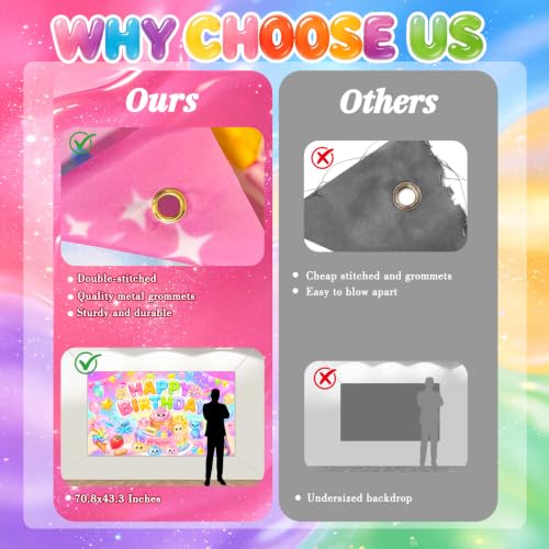 Kawaii Squishy Birthday Backdrop 70.8 x 43.3 Inches Party Decorations