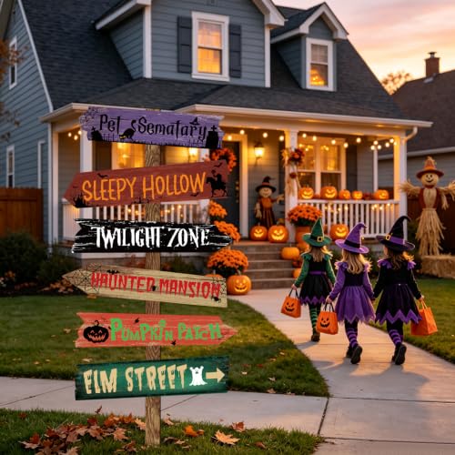 Halloween Directional Arrow Signs Set - Rustic Spooky Yard Decor, 20PCS BCUS-Halloween.Signs-Rustic