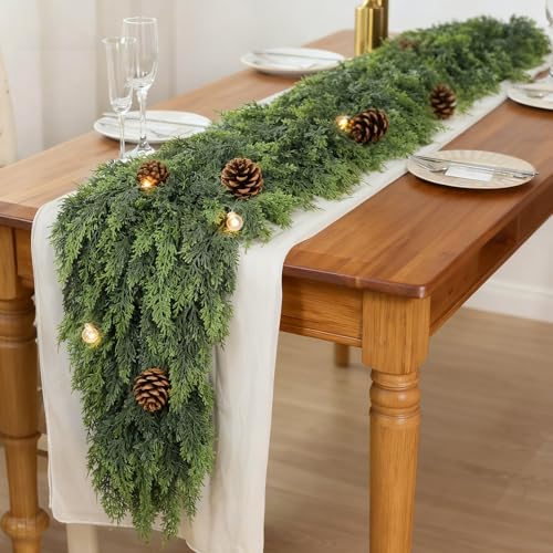 5FT Lifelike Touch Artificial Christmas Cedar Garland for Mantle Decor - Variation of 1 / 5 FT