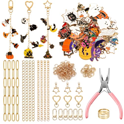 Halloween Keychain Making Kit DIY Craft Supplies with Charms & Tools