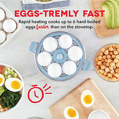 DASH Rapid Egg Cooker: 6 Egg Capacity Electric Egg Cooker for Hard Boiled Eggs, Poached Eggs, Scrambled Eggs, or Omelets with Auto Shut Off Feature - Dream Blue