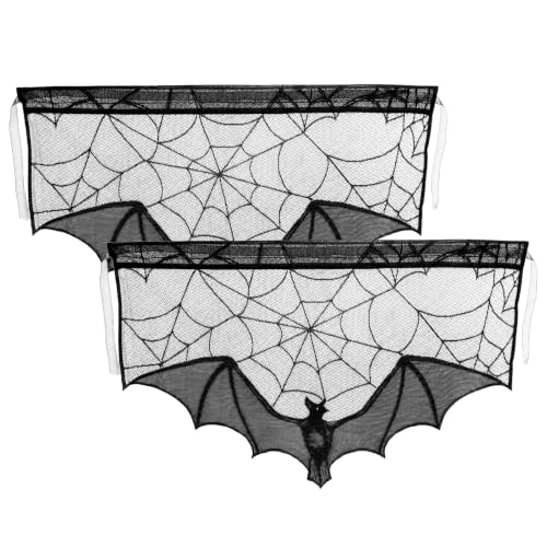 Halloween Lace Curtains Gothic Black Bat Window Decor 2 Pcs - Variation of THIS Listing