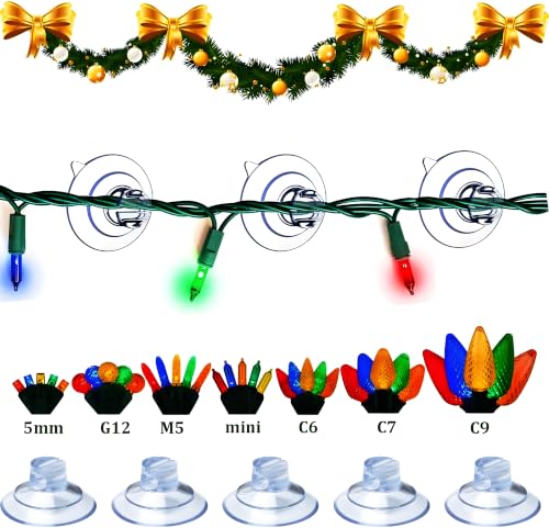 48 Pack Clear Suction Cup Hooks for String Lights & Home Decor