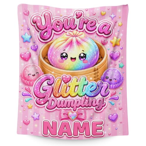 Pink Personalized Girls Dumpling Blanket - Custom Kids Throw