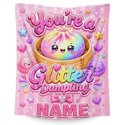 Pink Personalized Girls Dumpling Blanket - Custom Kids Throw