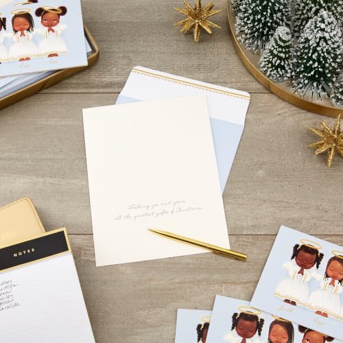 Mahogany Christmas Cards Set of 16 with Angels - Black Holiday Greeting Cards