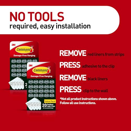 Outdoor Light Clips Clear 40 Pack Weather-Resistant Damage-Free Hanging