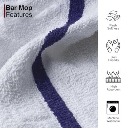 Cotton Kitchen Towels Pack of 12 – Absorbent, Durable Bar & Home Towels 15x19
