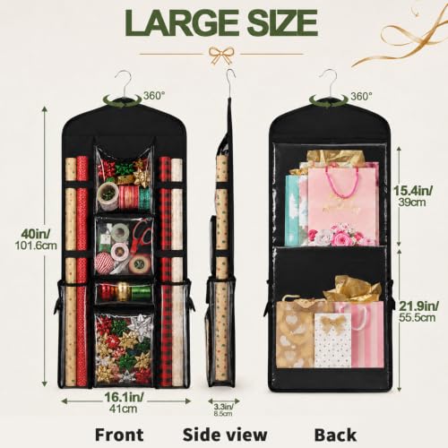 Gift Wrap Storage Organizer Hanging Gift Wrap Bag with Pockets