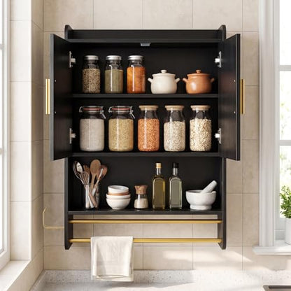 GIANTEX Wall Mounted Bathroom Medicine Cabinet Black - Space-Saving Storage