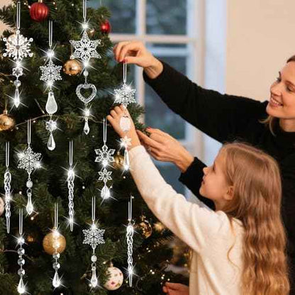 Crystal Ornaments Christmas Tree Decorations - 21pcs Christmas Tree Ornaments Sparkling Dazzling Festival Party Decoration Crystal Snowflake Design Hanging Ornament Holiday Season Home Decor