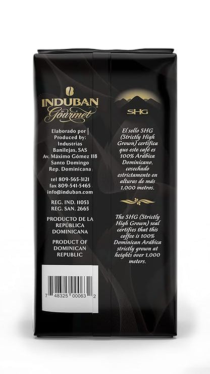 Induban Gourmet, 16 oz Bag, Ground Coffee, Medium Roast - Premium 100% Arabica Coffee from the Dominican Republic (Pack of 1)