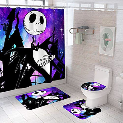 Christmas Shower Curtain Set with 12 Hooks Waterproof Bathroom Decor 71x71 Inch