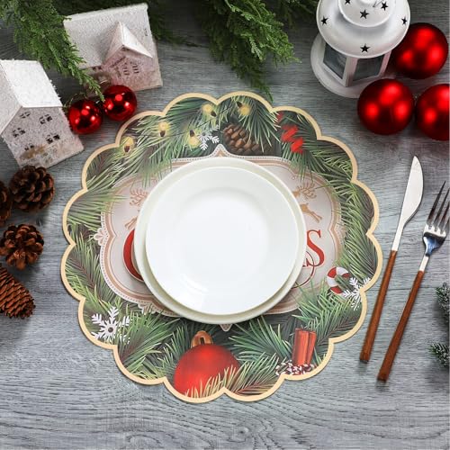 Christmas Paper Placemats 13 Inch Pack of 100 - Festive Round Holiday Table Decor