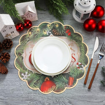 Christmas Paper Placemats 13 Inch Pack of 100 - Festive Round Holiday Table Decor