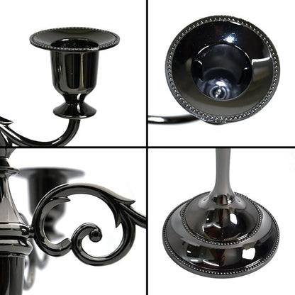 Skiennix Black Candelabra Candle Holders - 10.6-Inch Tall for Pillar & Taper Candles | Easy Assembly Halloween Decor