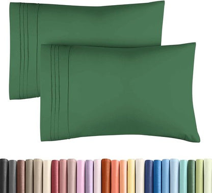 King Standard Pillow Cases by King - Ultra-Soft Hotel Quality - Fade-Free & Wrinkle Resistant - Emerald Green, Set of 2