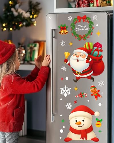 Christmas Window Clings - 9 Sheets 162 Pcs Santa Reindeer Snowman Holiday Decorations - Variation of This Listing