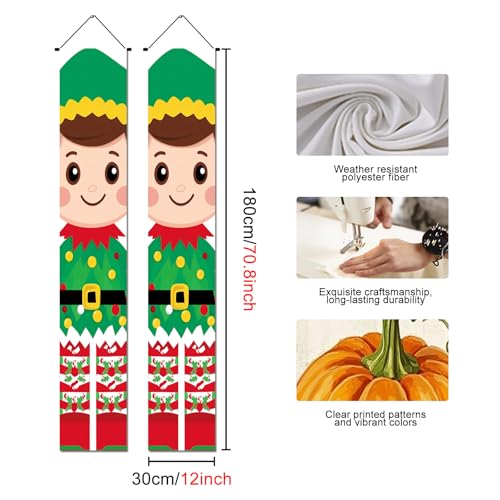 IVN Christmas Elf Porch Banner Set of 2 - ElfDesign 12x71 Inches