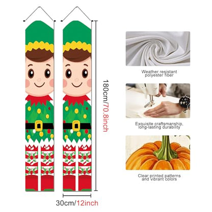 IVN Christmas Elf Porch Banner Set of 2 - ElfDesign 12x71 Inches