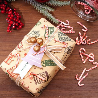 Red & White Faux Candy Canes 120 Pcs, 30mm Polymer Clay Mini Decorations