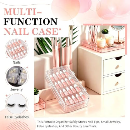 Tri-Fold Press On Nail Storage Case with 30 Double Sided Tape - Nail Organizer