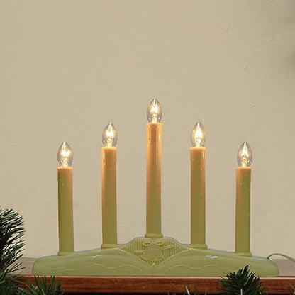 5 Light Vintage Electric Candolier Window Candles with Ivory Bases - 6 C7 Bulbs, Variation: Clear+5 Lights