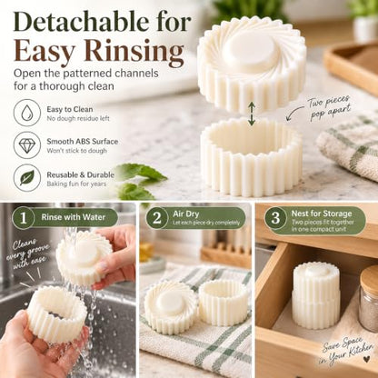 2PCS Cookie Press with Sunflower & Lace Patterns, Double-Sided Mooncake Mold, Food-Safe ABS, Beginner Friendly