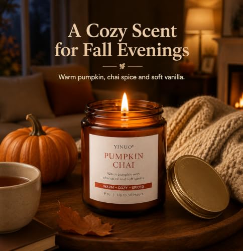 Pumpkin Chai Scented Candle - 9 oz Soy Wax Autumn Decor Gift - Variation of Pumpkin Chai Candle